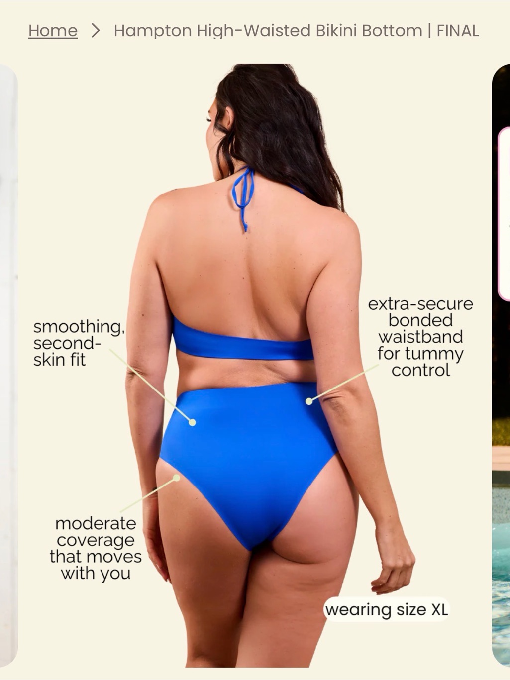 Onewith Hampton High-Waisted Bikini Bottom In Bright Blue — image 5 of 8